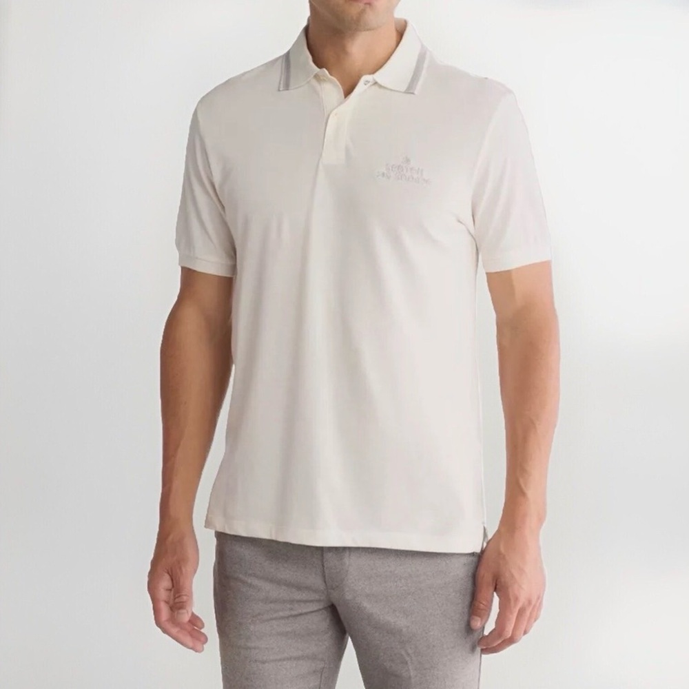 Scotch & Soda Pique Swan Polo Shirt NWT | Off White | Medium